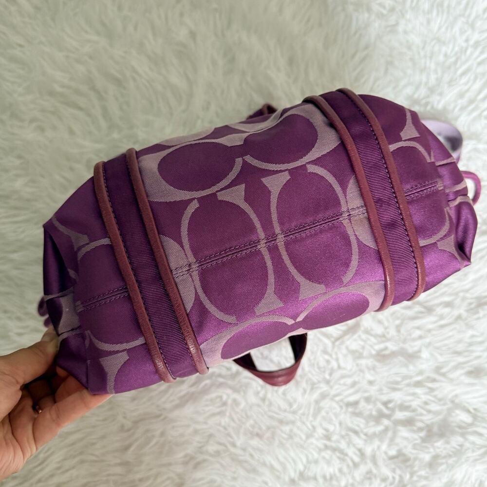 Coach Poppy Purple Silver Signature Shoulder Bag - Gem